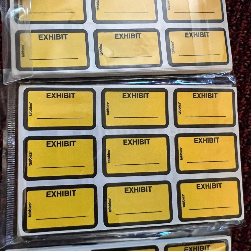 New yellow exhibit stickers